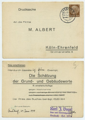 61848 postkarte ansbach - -,
